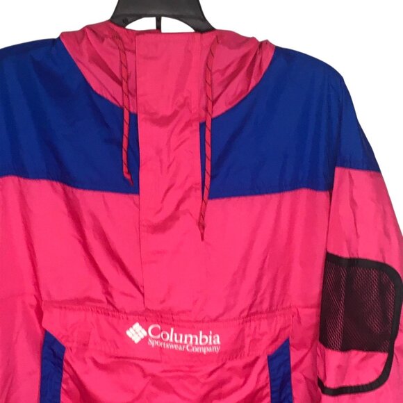 Columbia Jacket Mens XL Pink Blue Hooded Anorak Windbreaker Pullover KX0490 - Picture 13 of 14